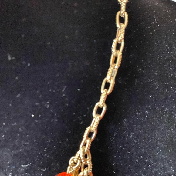 Elegant Gold and Orange Beaded Necklace - Picture 5 of 6